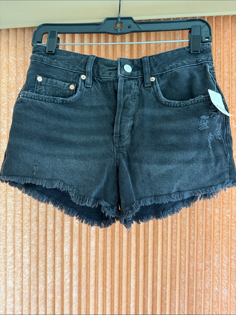 We The Free Women's Black Frayed Hem Denim Shorts Size 25 NWT